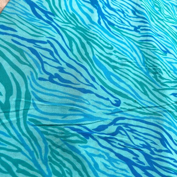 Vintage 90s Blue Animal Print Sheer Mesh Mini Slip Dress Lace Trim Lingerie Y2K - Picture 8 of 8